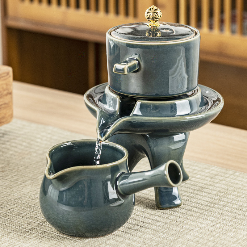 Bộ trà Kung Fu tự động Jingdezhen Jilan nguyên bộ dụng cụ pha trà đá mài chống bỏng gia dụng
