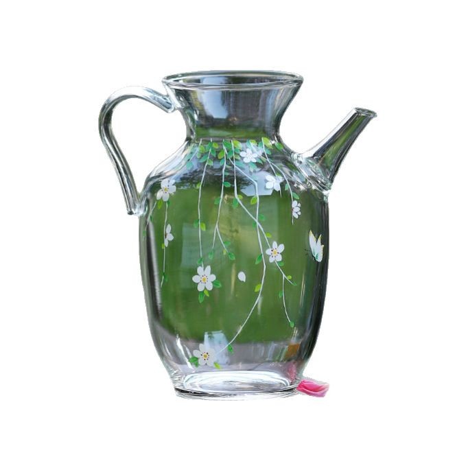 Bộ ấm trà Kung Fu phong cách tươi mới, ấm trà đơn, chất liệu thủy tinh borosilicate cao cấp, kiểu dáng nhà Tống, họa tiết lễ hội hoa.