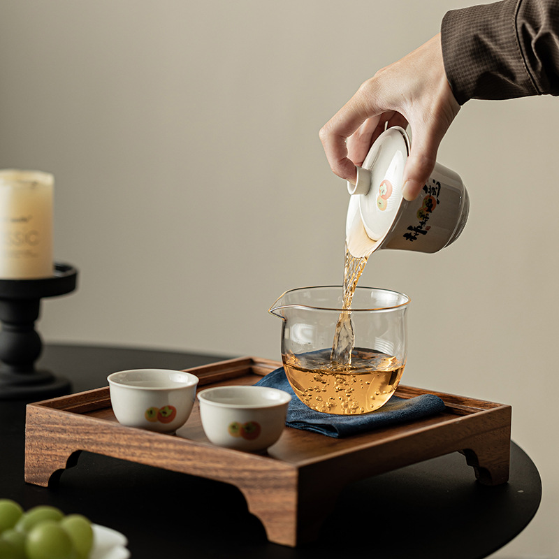 Bộ trà du lịch một bát hai chén tro cây cắm trại ngoài trời di động bộ trà kungfu đơn giản du lịch