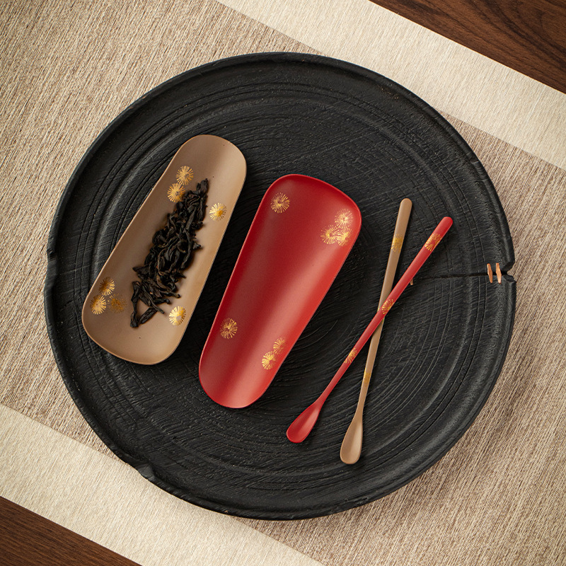 Bán buôn đồ sơn mài bằng sắt cũ thủ công, trà sen, phụ kiện bộ trà, muỗng cà phê, thưởng thức trà sen, trà sen, trà đạo sáu quý ông