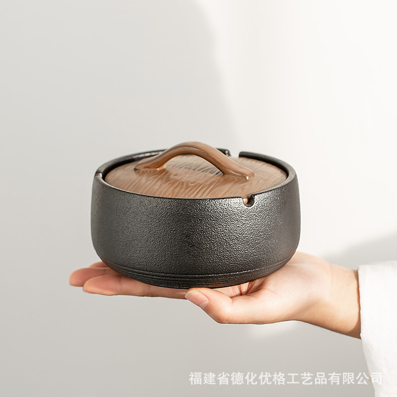 Khay tàn thuốc gốm sứ có nắp, kiểu dáng thời trang và hiện đại, chống bụi, dùng cho nhà ở, phòng khách, văn phòng, khay tàn thuốc cỡ lớn phong cách retro dùng trong nhà.