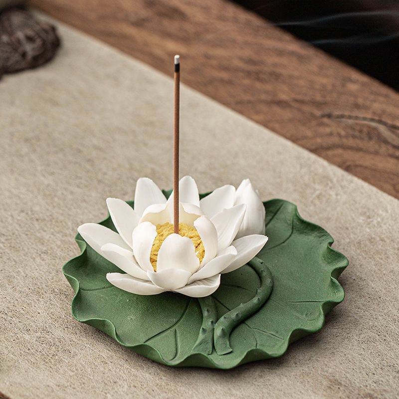 Lư hương dây hoa sen gốm sứ sáng tạo Lư hương trong nhà gia dụng Lư hương hoa sen trang trí trà đạo đàn hương