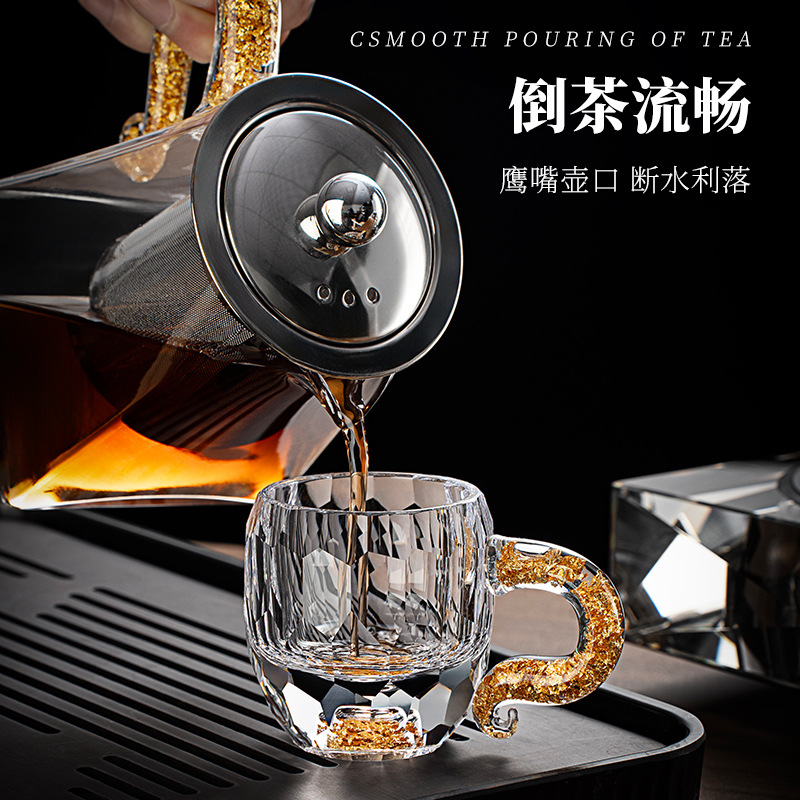 Ấm trà thủy tinh chịu nhiệt, ngăn cách trà-nước chịu nhiệt độ cao, ấm pha trà hình vuông, bộ trà, ấm trà ngăn cách trà-nước.