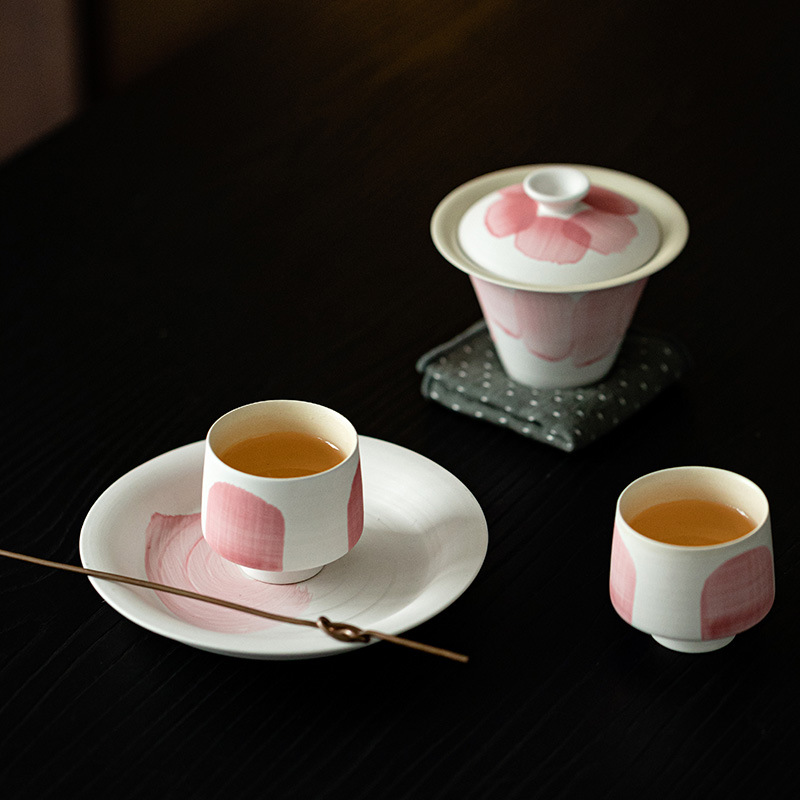 Bột, nước trắng, một bát, hai cốc, Bộ trà Kungfu phong cách wabana cổ điển, bát trà, cốc trà, Bát pha trà gốm sứ