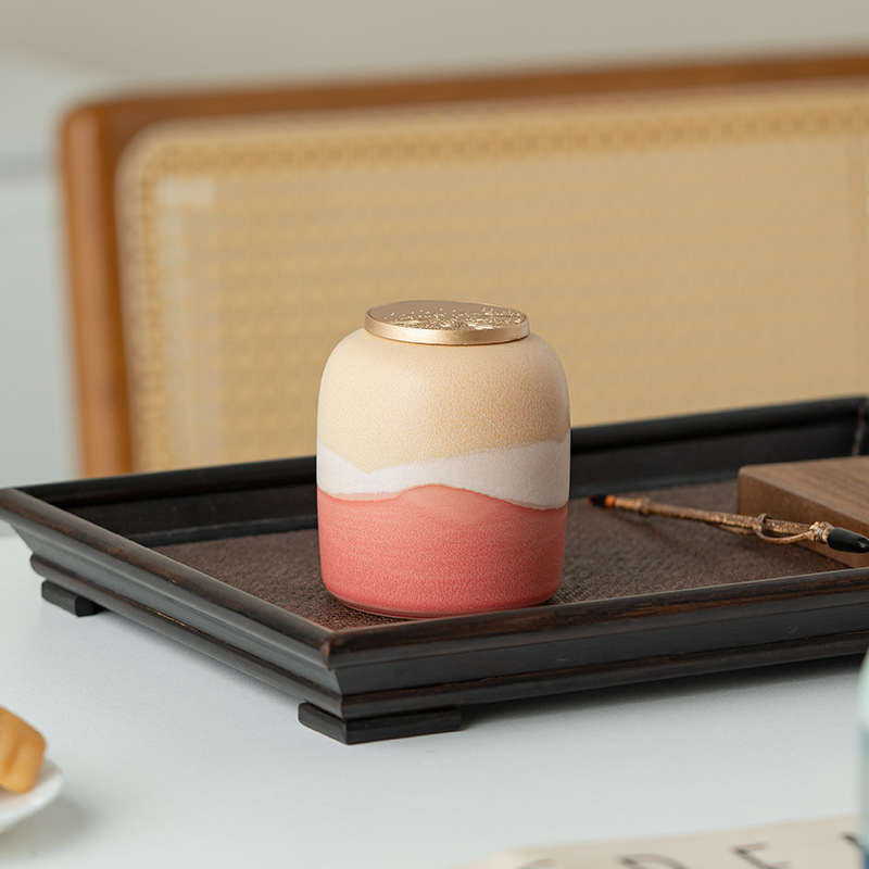 Yaozhen Shanhai bình trà bình gốm nhỏ mini kho trà di động màu đỏ xanh trắng bao bì trà kín lọ
