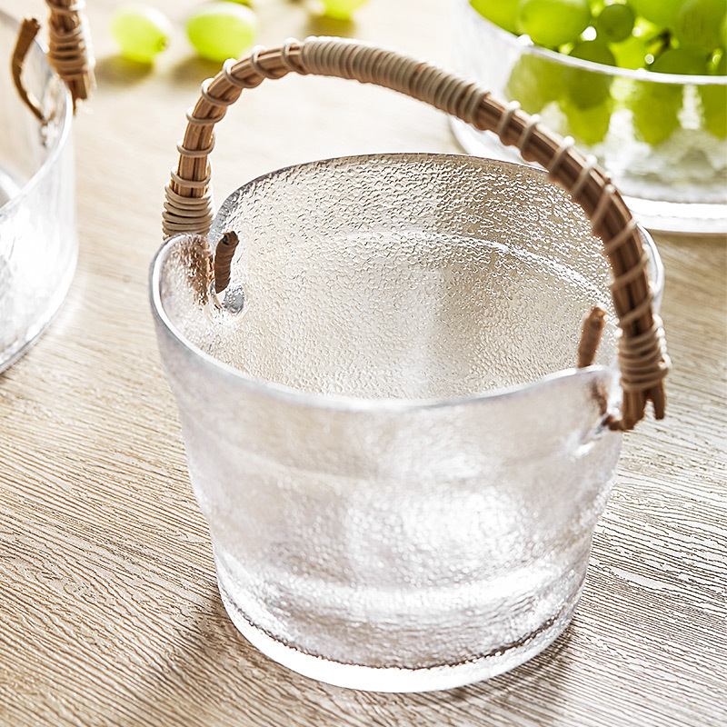 Giỏ đựng trái cây Thủy Tinh MÂY TRE ĐAN sáng tạo Khay đựng trái cây phong cách sang trọng nhẹ nhàng phòng khách gia dụng khay đựng đồ ăn nhẹ khay đựng đá Instagram kiểu Nhật