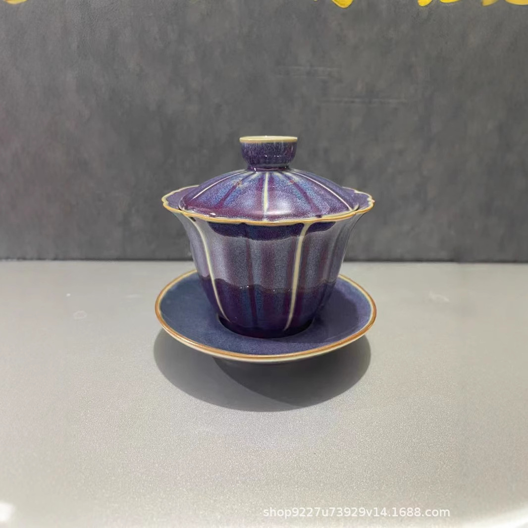 Bát có nắp gốm sứ, bát pha trà tam tài, cốc có nắp biến đổi lò cổ điển, bộ trà Kung Fu, cốc trà văn phòng gia đình cao cấp