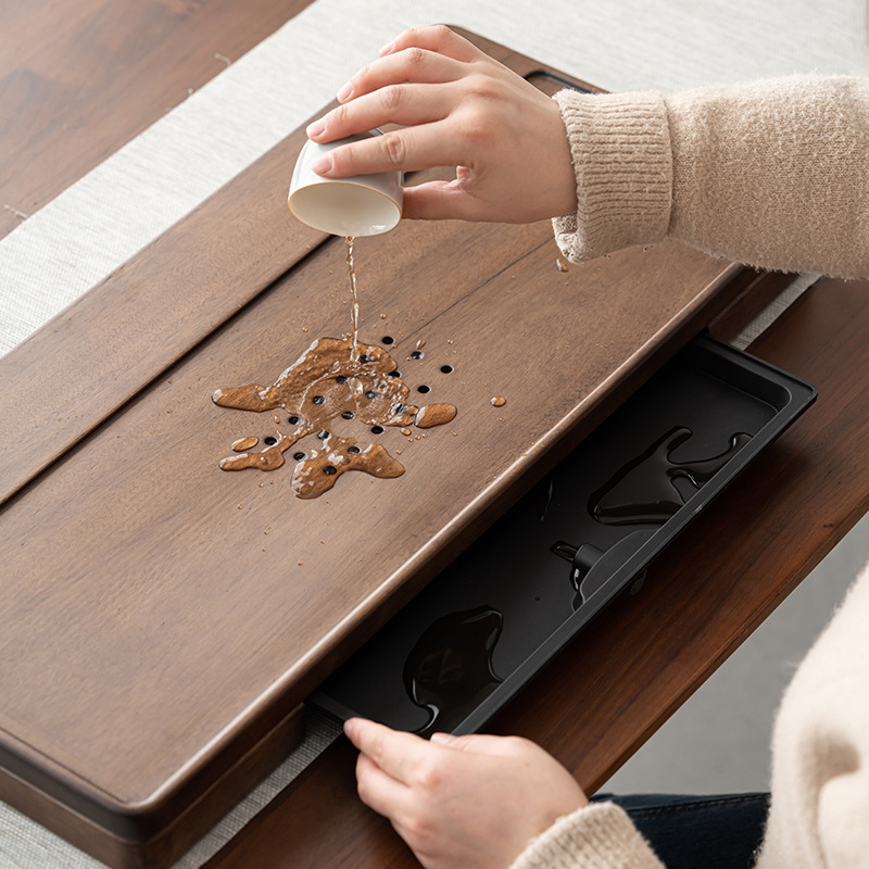 Khay trà Yên Nghi Gỗ Óc Chó lớn nhỏ phòng khách gia dụng thoát nước trữ nước Bộ trà Kungfu dùng kép bàn trà văn phòng