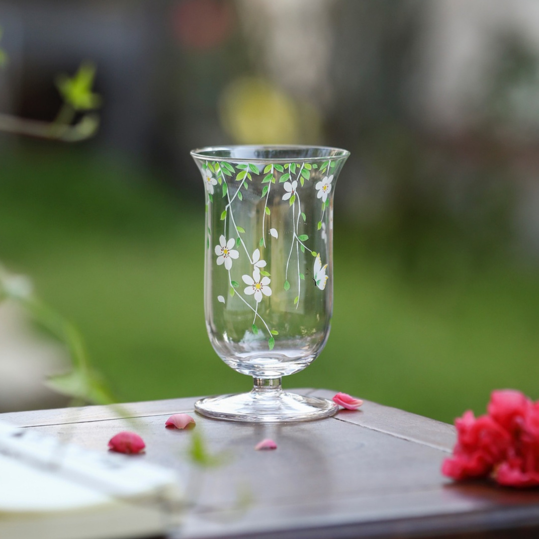 Lễ Hội Hoa Chịu Nhiệt Thủy Tinh Trong Suốt Cốc Trà Xanh Nếm Cốc Cao Borosilicate Kung Fu Bộ Trà Trà Chủ Cốc