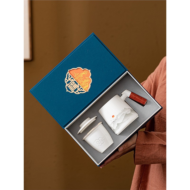 Tách trà sứ ngọc bích mỡ cừu cốc pha trà chuyên dụng cá nhân cốc nước văn phòng cốc lọc cốc cốc lưu niệm