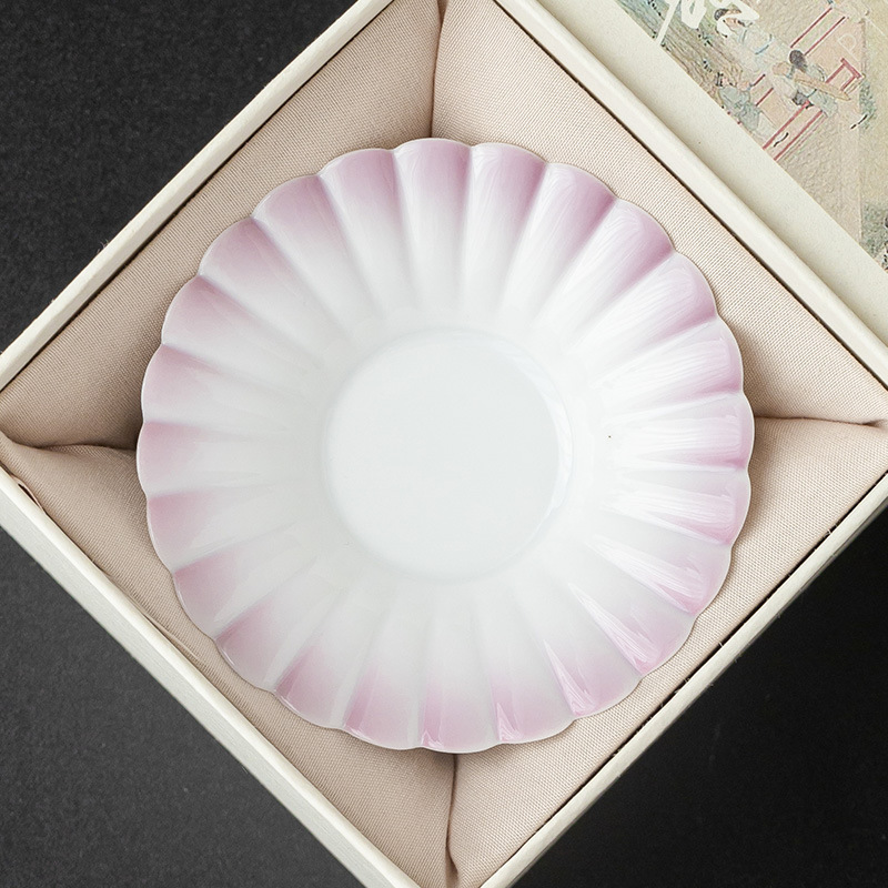 Giá đỡ cốc trà màu tím gradient, đế lót ly bằng gốm khóa giấc mơ, phụ kiện trà đạo tinh tế, đĩa kiểu Trung Quốc, khay đựng đồ ăn nhẹ nhỏ, một mảnh.