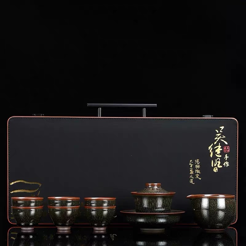 Wu Jiwang Partridge Spot Jianzhan Bộ trà Bộ trà Kung Fu gia dụng có nắp đậy cốc trà Jianyang Jianzhan cao cấp sang trọng nhẹ