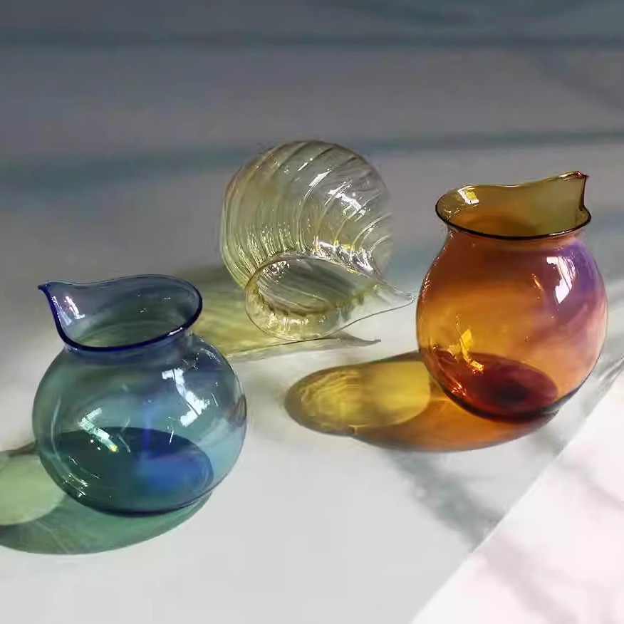 Cốc công bằng thủy tinh màu sáng tạo cốc pha trà hình quả bầu chịu nhiệt độ cao chịu nhiệt dày cao cấp cốc pha trà