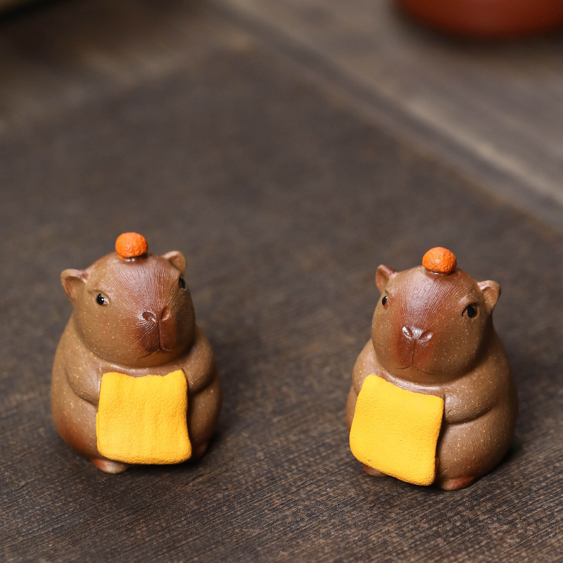 Yixing Zisha trà thú cưng động vật capybara chữa bệnh dễ thương dễ thương tắm capibara trang trí nhỏ để bàn trang trí