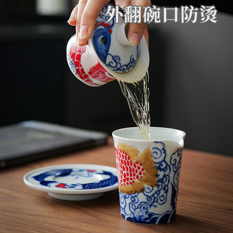 Xianglong Nafu móng ngựa ba cái nắp bát trà Kung Fu gốm sứ cao cấp một chiếc bát trà có nắp bộ trà không nóng bán buôn