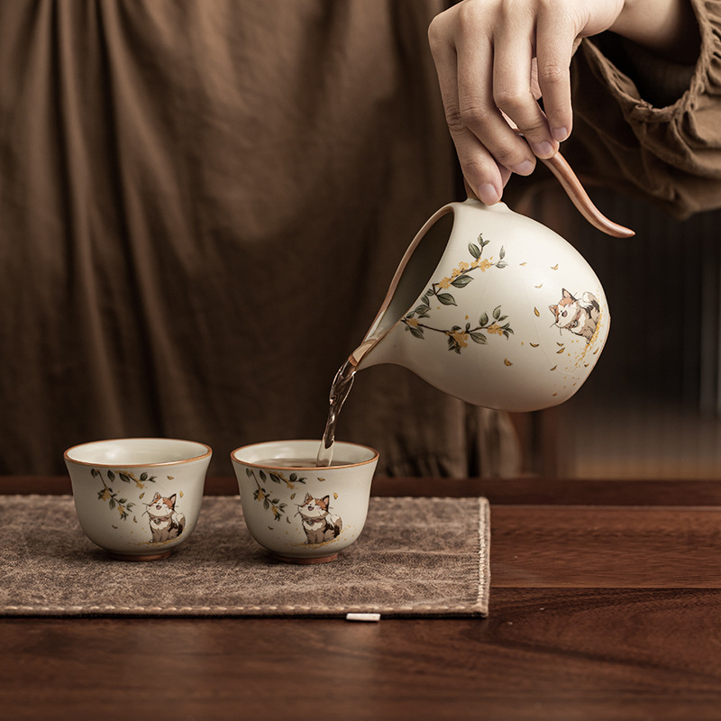 Bộ ấm trà Ru Kiln ấm trà cao cấp sang trọng nhẹ bộ ấm trà công sở gia dụng hộp quà mẫu mới 2025