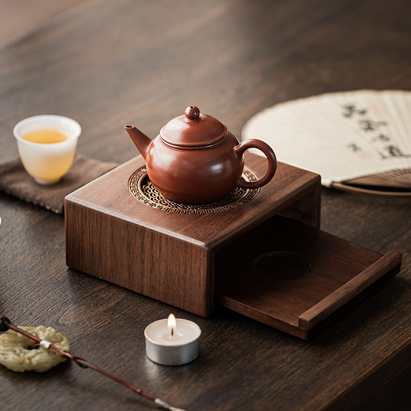 Đồ giữ ấm trà bằng gỗ óc chó kiểu Trung Quốc, bàn trà gia đình, đế sưởi nến, bếp trà, phụ kiện bộ ấm trà