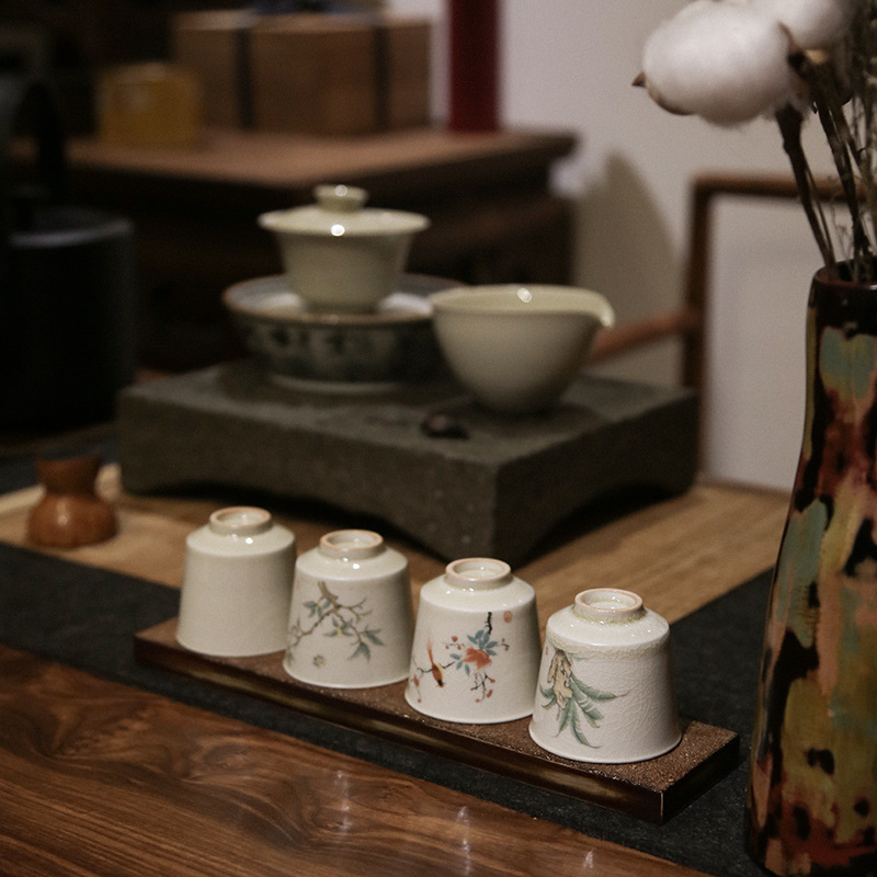 Cốc trà Xám thực vật men ngọc cổ cốc đơn cá nhân tách trà cốc chủ nhân Cốc gốm sứ công phu