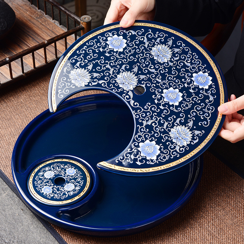 Bộ ấm trà Kung Fu mạ bạc 999 khay trà dùng trong gia đình khi làm việc