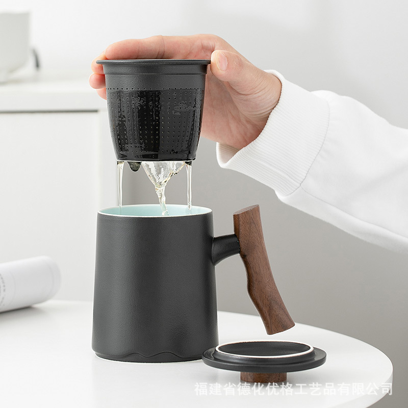 Cốc Mug gốm sứ có nắp đựng trà văn phòng gia dụng tách trà Cốc pha trà có thể tích lớn cho Nam Nữ Chữ cá nhân