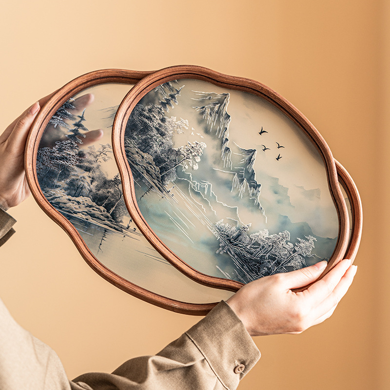 Khay trà thủy tinh phong cách Trung Quốc Hàn Giang Tuyết khay đựng trà Bộ trà cổ điển cao cấp bằng tre Phụ kiện Khay đựng trà Khay đựng trái cây