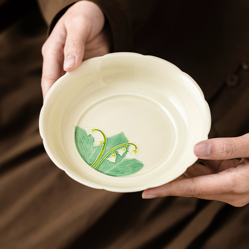 Chậu hoa hoa hoa ngọc lan vẽ tay, khay đựng ấm Trung Quốc, đệm ấm trà, khay trà, bàn pha trà khô, cao cấp đơn