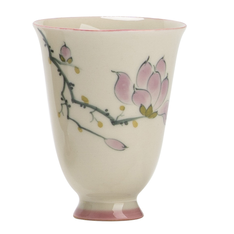 Cốc Trà Hoa Mộc Lan vẽ tay cốc trà cốc chủ nhân cá nhân cốc đơn gốm sứ cao cấp cốc trà đơn