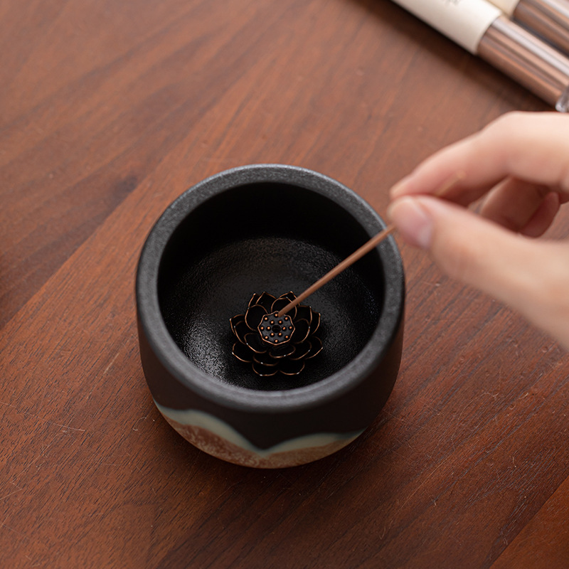 Bộ lư hương trên núi xa, bộ lư hương sơn tráng men, hộp đựng hương liệu nghiên cứu trong nhà gia dụng, hộp quà, phụ kiện trà đạo