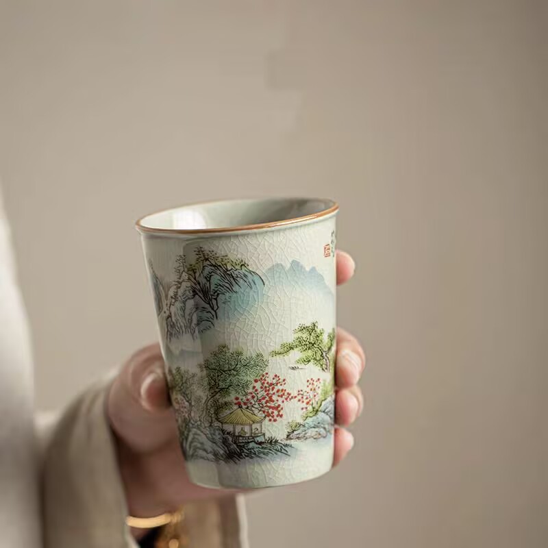 Cốc chủ nhân Ru Kiln cốc trà gốm sứ gia dụng cốc đơn mở tấm chuyên dụng cá nhân cốc coca bộ trà kungfu bát trà đơn