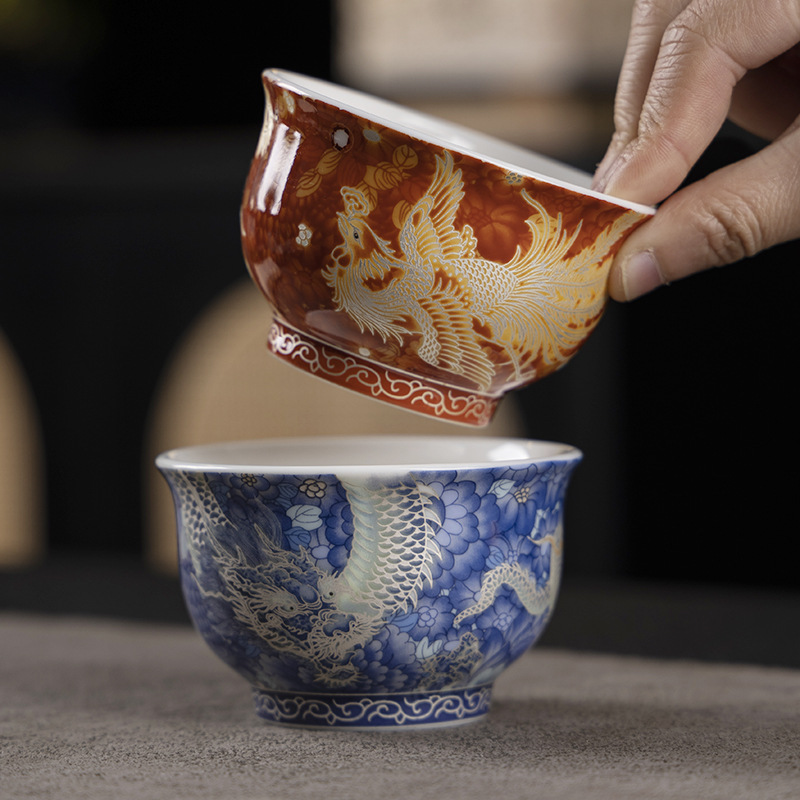 Chén trà sứ phong cách cung đình sáng tạo cốc trà cốc đơn gia dụng