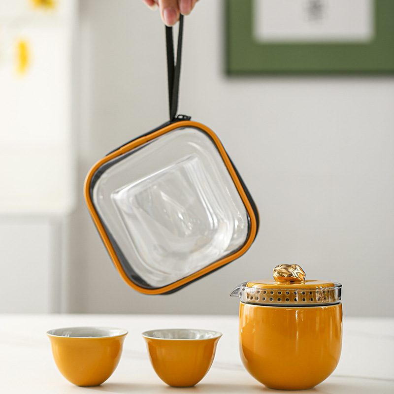 Quà lưu niệm doanh nhân trung thu, du lịch ngoài trời, một ấm ba tách trà, ấm cầm tay đơn giản cầm tay, cốc nhanh, du lịch