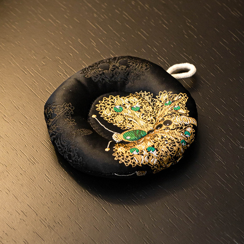 Tấm lót cốc bướm vàng đen thổ cẩm tấm lót bàn trà tấm lót trà tấm lót bằng vải nghệ thuật nắp bát tấm lót cốc trà tấm lót cách nhiệt chống bỏng tấm lót ấm