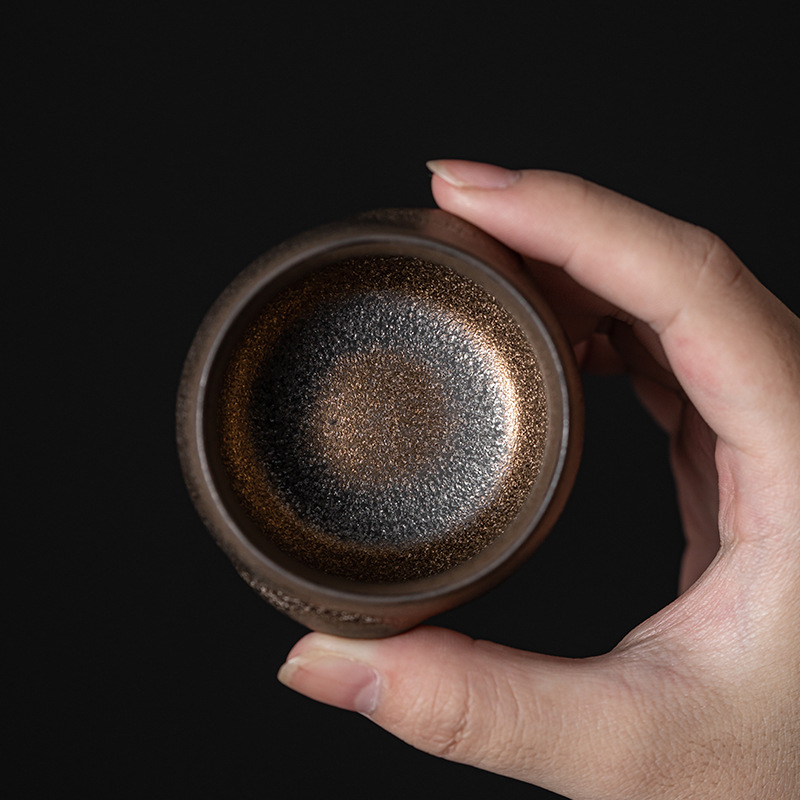Cốc trà tráng men sắt mạ vàng kiểu Nhật, Bộ trà gốm sứ Kung Fu, cốc Chủ Nhỏ, cốc đơn, Cốc thơm