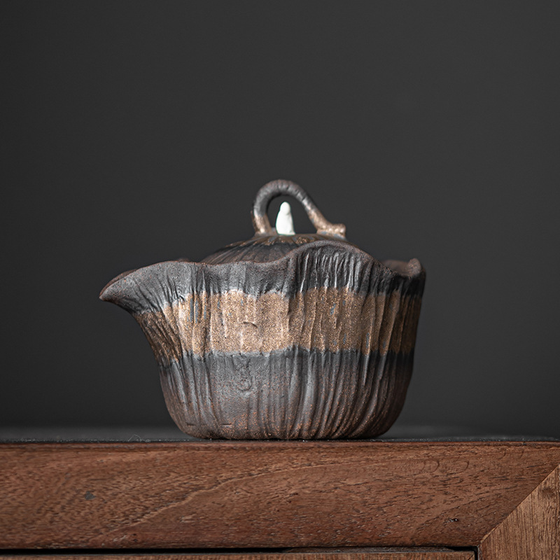 Chậu cầm tay bồ đề, bát có nắp nhỏ, bình đá quý tráng men mạ vàng kiểu Nhật, bình gốm thô, bình trà Kung Fu, bình pha trà