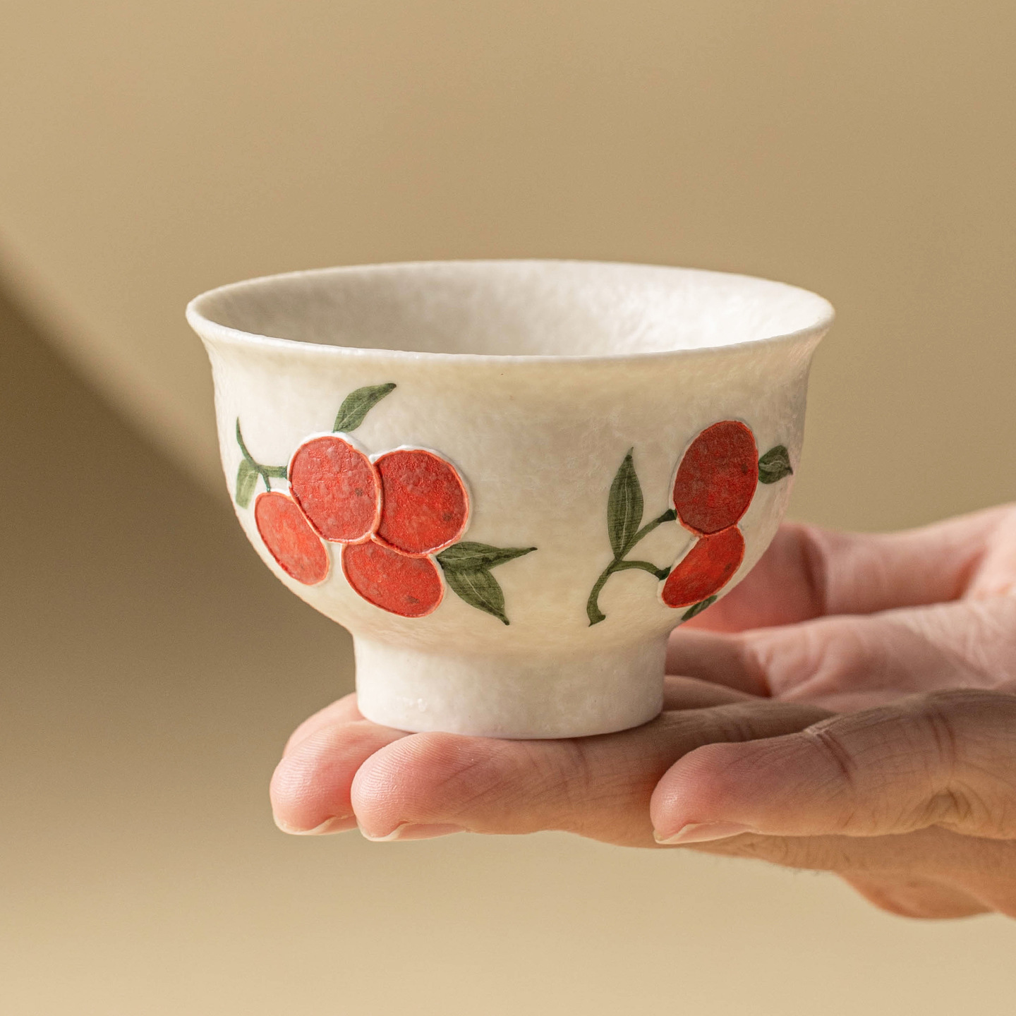 Nhà máy đá mỏ trắng bộ trà Kung Fu ngăn xếp chạm khắc anh đào tách trà đặc biệt tách trà cốc gốm sứ cao cấp