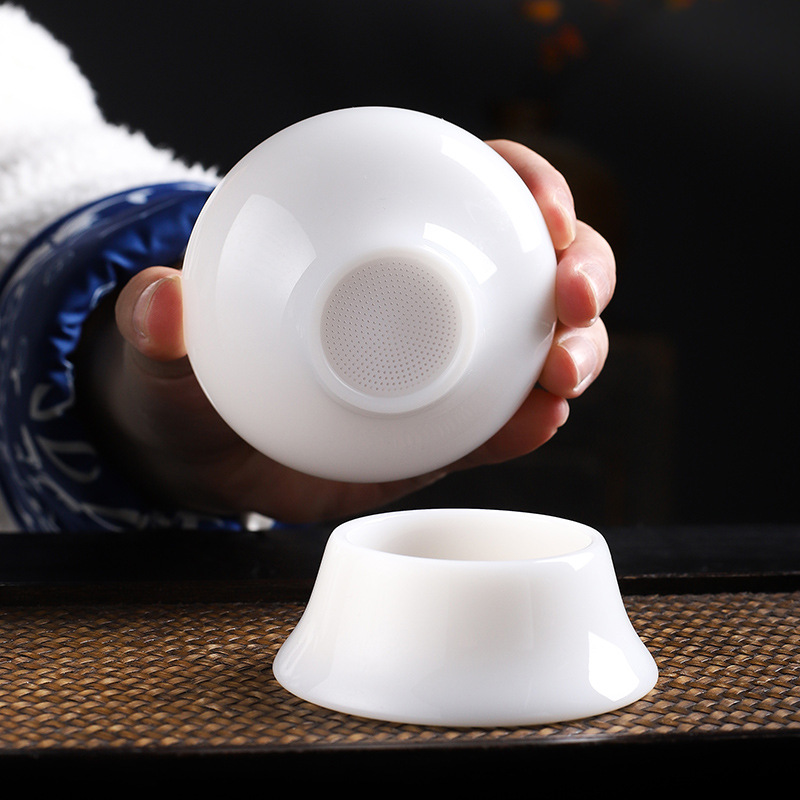 Guo Zhibao cao cấp loại đá men nung bộ lọc bộ lọc Trung Quốc màu trắng tinh khiết thủ công toàn bộ sứ một bộ lọc trà bộ trà Kung Fu