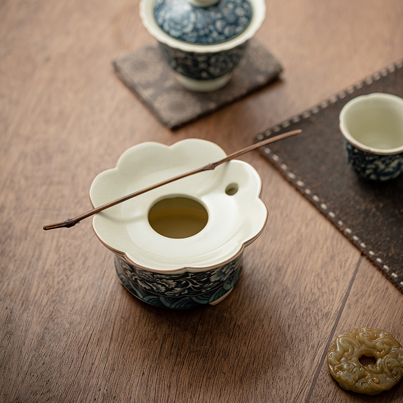 Ấm đun nước rửa và bảo quản trà gốm sứ ba chân cổ Ruyao Fanhua Jianshui, ấm đun nước rửa chén, bình đựng bã trà, bình đựng nước thải, dụng cụ pha trà Kung Fu