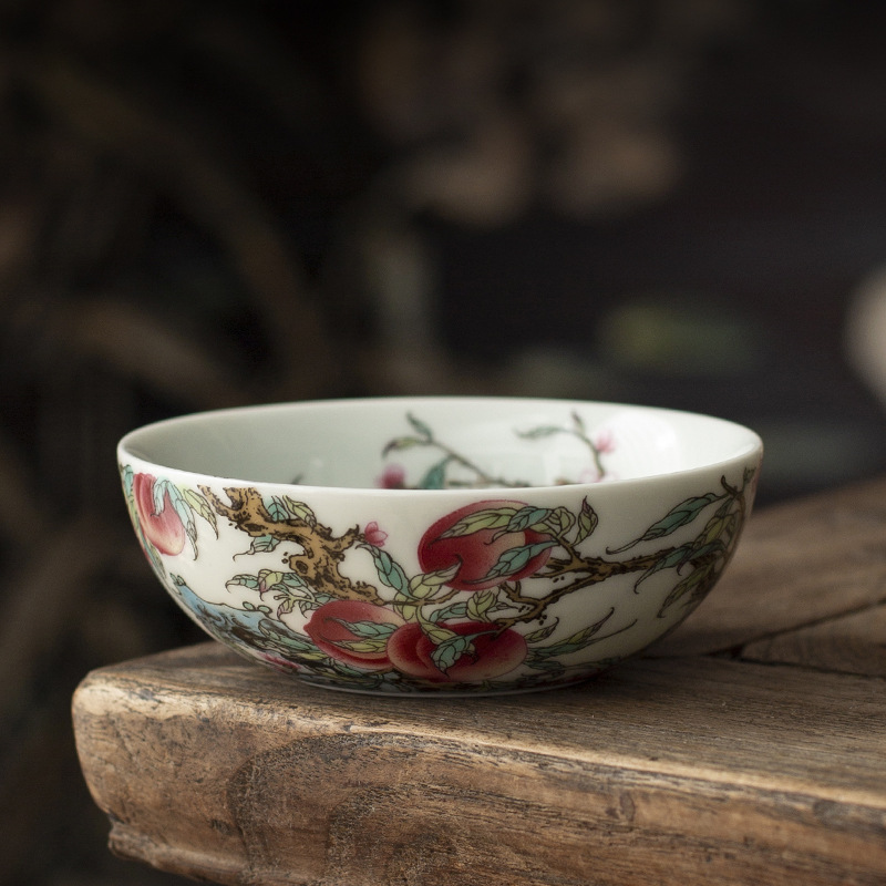Gốm sứ Jingdezhen cổ đất sét phấn màu Shoutao Pu'er cốc cốc chủ sở hữu đặc biệt cá nhân cốc đơn gia dụng cốc trà