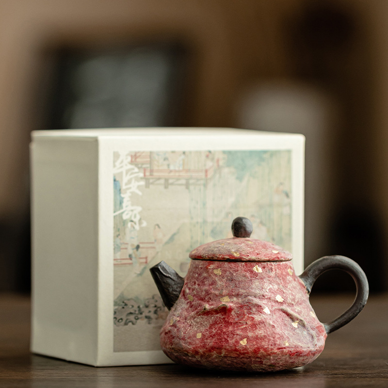 Đá và mỏ gốm sơn Thiên Sơn ấm trà gốm sứ làm bằng tay ấm đơn cổ điển lỗ bóng bộ lọc ấm trà Kung Fu bộ trà hộp quà