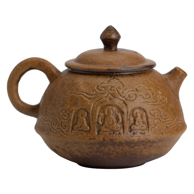 Ấm trà tráng men nước sốt ấm đơn gia dụng ấm pha trà cổ điển kiểu Nhật dụng cụ pha trà gốm thô Lỗ Bóng Lọc gốm Sứ dụng cụ pha trà Kung Fu