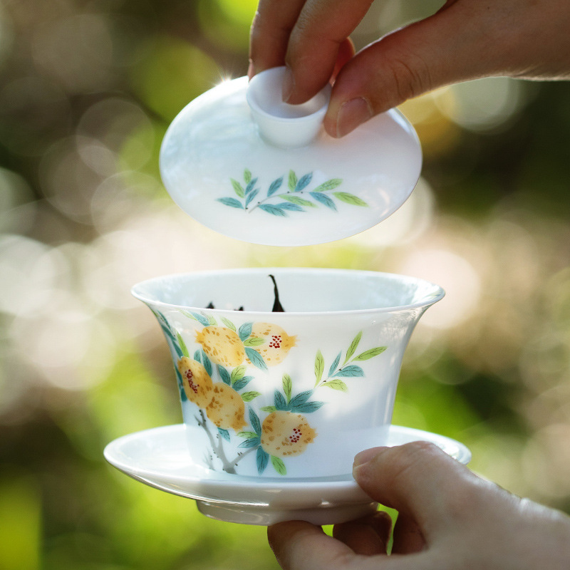 Bộ dụng cụ pha trà trắng ngọt ngào, bộ trà dạy học, bộ trà gốm sứ du lịch, túi xách di động, bộ trà Kung Fu, nắp đậy, bát trà, dụng cụ pha trà dành cho nghệ sĩ, dụng cụ thi.