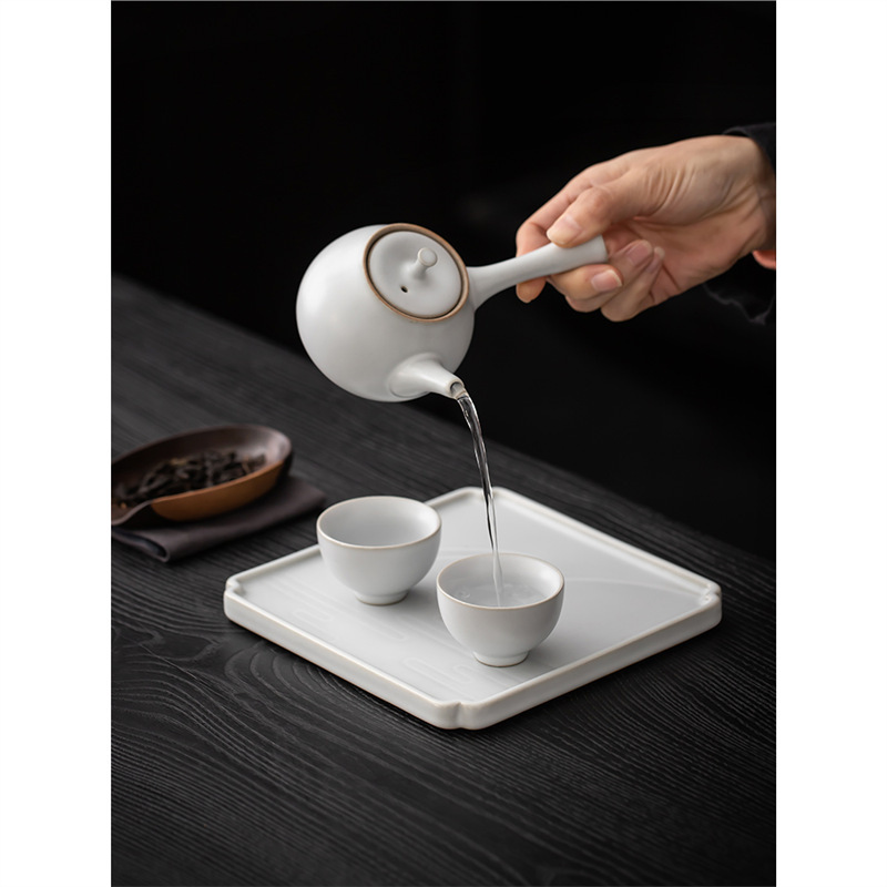 Khay pha trà khô gốm sứ khay đựng trà gia dụng bàn trà vuông nhỏ khay trà bàn pha trà trắng cổ điển bàn pha trà khô