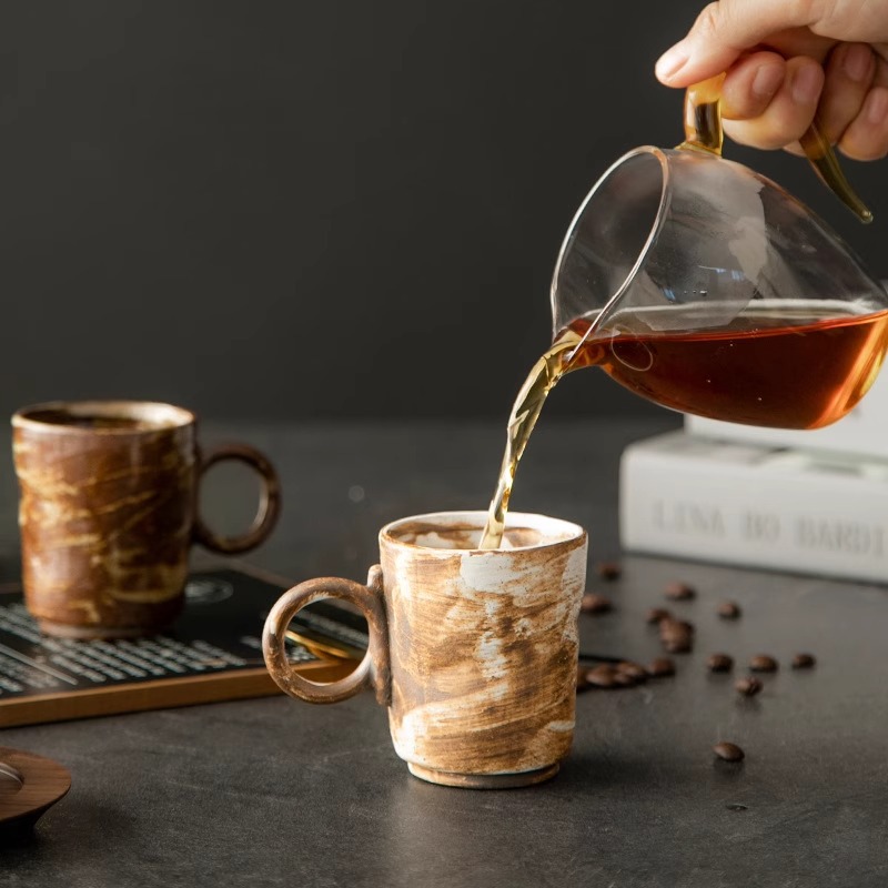 Cốc mug gốm thô kiểu Nhật cốc cà phê cổ điển cá tính cốc ăn sáng gia dụng cốc gốm sứ cốc nước đơn giản giá trị cao