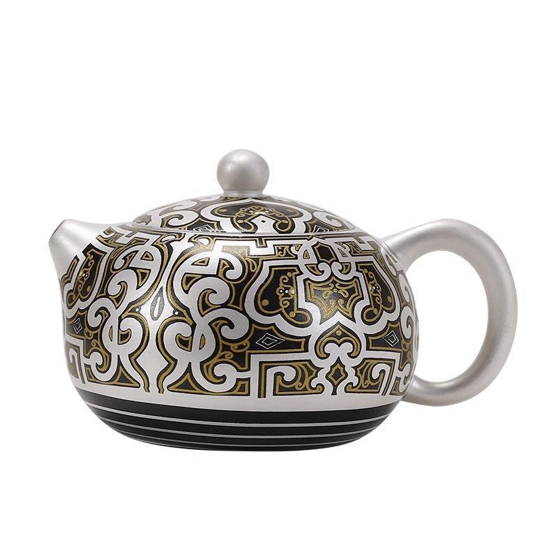 Ấm Phong Minh thời Chiến Quốc cao cấp Ấm pha trà mạ bạc handmade Ấm trà Xi Shi Ấm trà mạ bạc Bộ trà Kung Fu gốm sứ