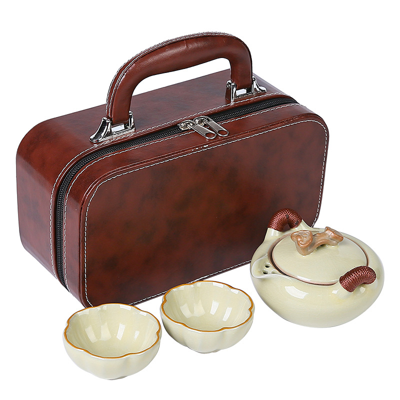 Bộ trà du lịch Ruyao cốc khách nhanh đơn giản cao cấp cầm tay pha trà ngoài trời một bình hai cốc bộ bốn cốc