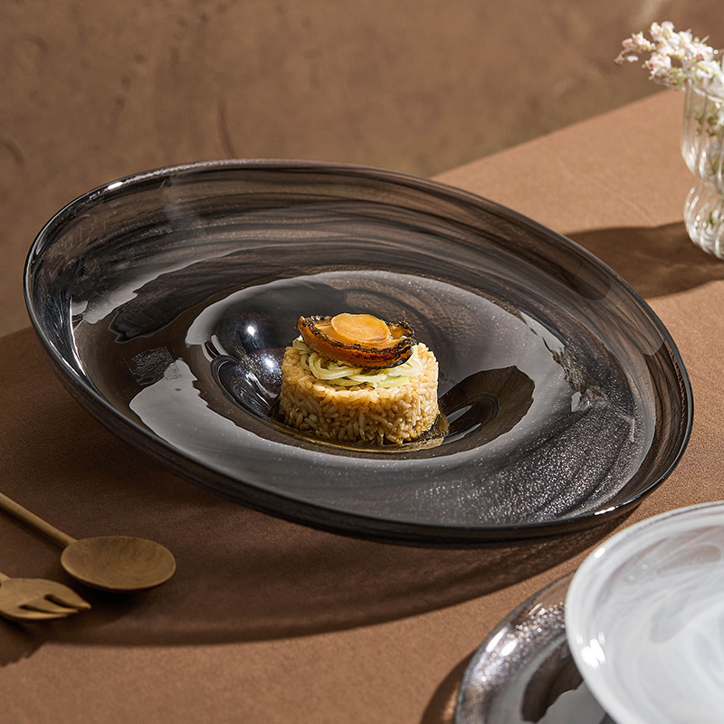 Thổ Nhĩ Kỳ ARDACAM nhập khẩu đĩa thủy tinh đĩa gia dụng đĩa tròn bộ đồ ăn khách sạn thương mại cao cấp đĩa hình đặc biệt