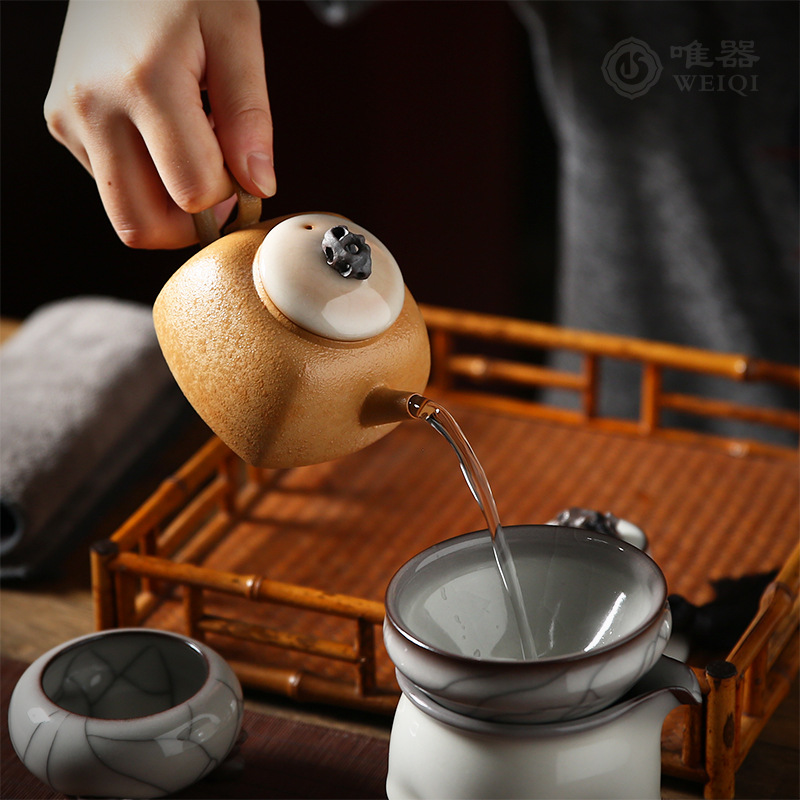 Bộ trà Kung Fu gốm sứ Ấm trà thủ công Ngô Tuấn Ấm trà đơn gia dụng men ngọc Ấm sứ nhỏ cổ điển cao cấp