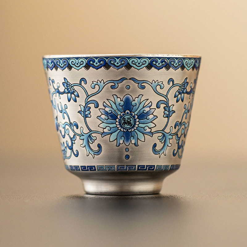 Cốc hương hoa sen mạ bạc, cốc uống trà, cốc gia chủ, cốc cá nhân sang trọng nhẹ cao cấp, cốc trà gốm sứ