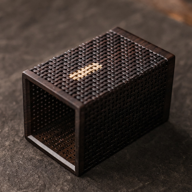 Bộ sáu quý ông trà đạo bằng gỗ mun phụ kiện trà đạo cao cấp 6 kẹp Trà Quý ông dao Trà thìa dụng cụ trà không