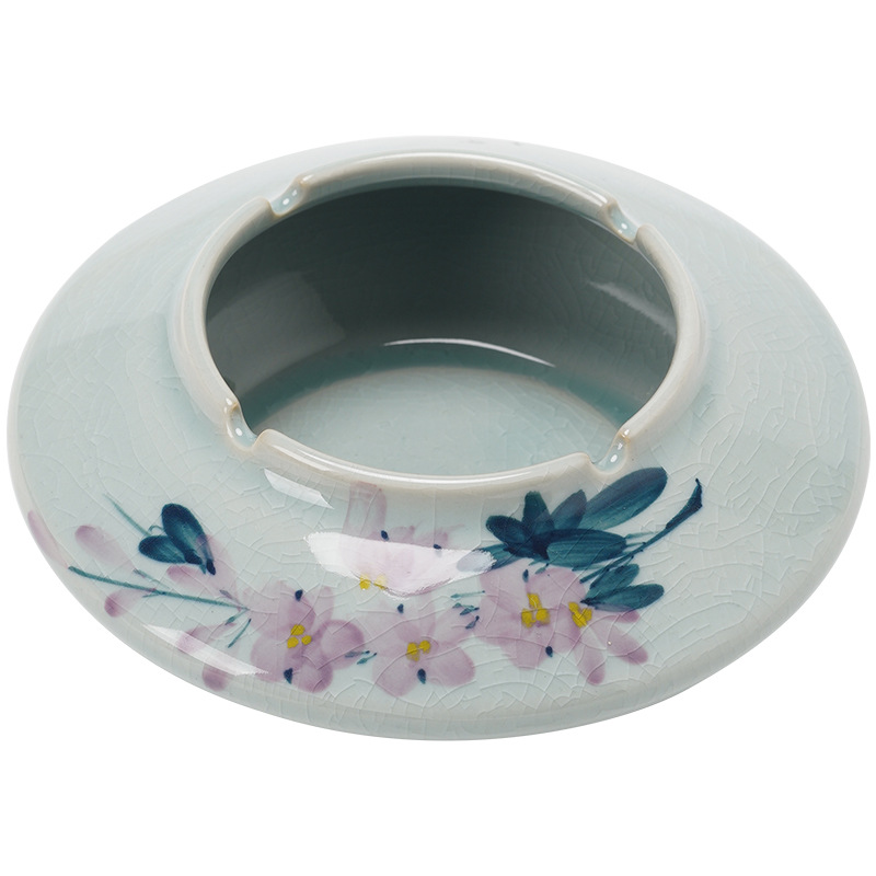 Gạt tàn đá hoa tròn phẳng trang trí sáng tạo cao cấp Gạt tàn gốm sứ sang trọng nhẹ văn phòng gia dụng